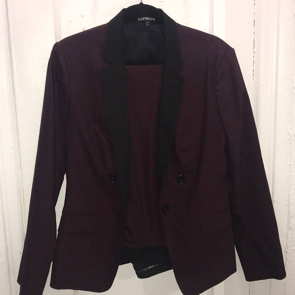 Express plum and black pants suit NWOT